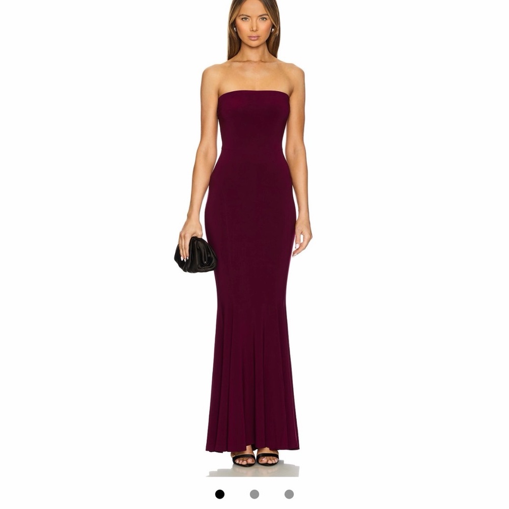 Norma Kamali Strapless Plum Dress